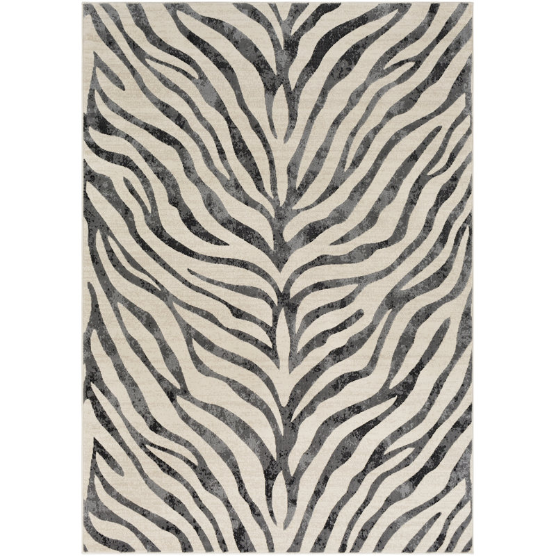 Mercer41 Aine Distressed Animal Print Taupe/Light Gray Area Rug